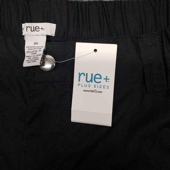 Rue21 Cargo Pants Womens Plus 2X Black High Rise Pockets Elastic Waist New - Picture 5 of 12